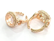 Adjustable Ring Blank, (14 mm blank) Rose Gold Plated Brass G4421