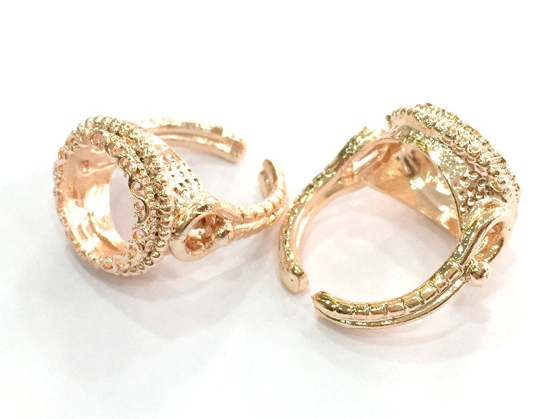 Adjustable Ring Blank, (14 mm blank) Rose Gold Plated Brass G4421