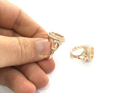 Adjustable Ring Blank, (14 mm blank) Rose Gold Plated Brass G4421