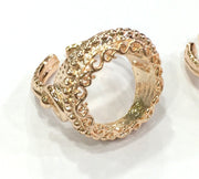 Adjustable Ring Blank, (16 mm blank) Rose Gold Plated Brass G4422