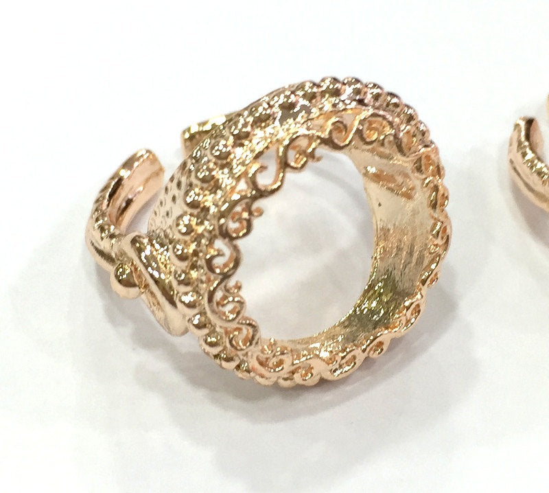 Adjustable Ring Blank, (16 mm blank) Rose Gold Plated Brass G4422