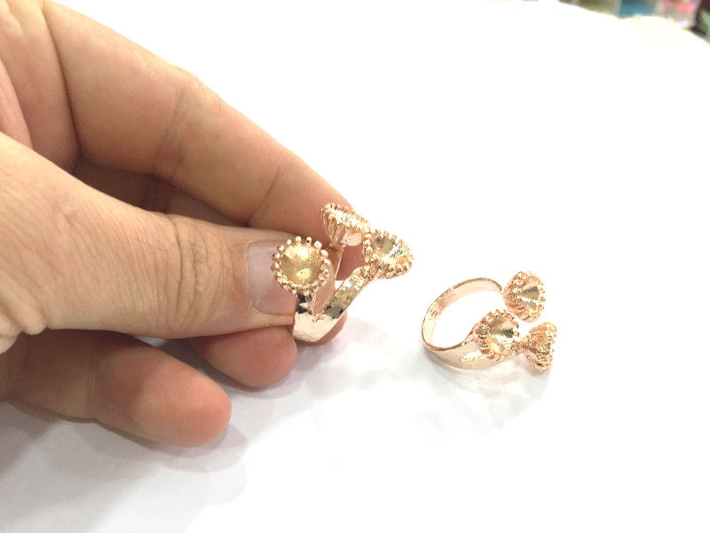 Adjustable Ring Blank, (6 mm blank) Rose Gold Plated Brass G4425