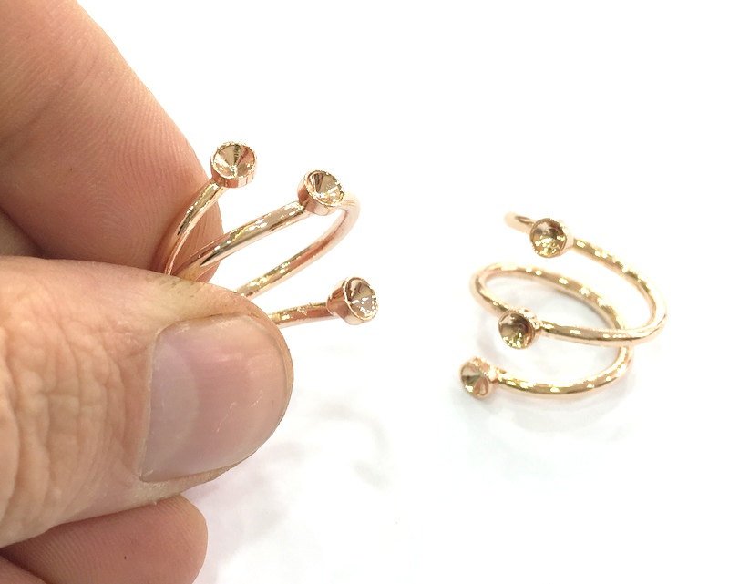 Adjustable Ring Blank, (4 mm blank) Rose Gold Plated Brass G4426