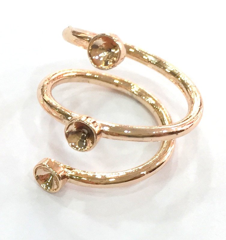 Adjustable Ring Blank, (4 mm blank) Rose Gold Plated Brass G4426