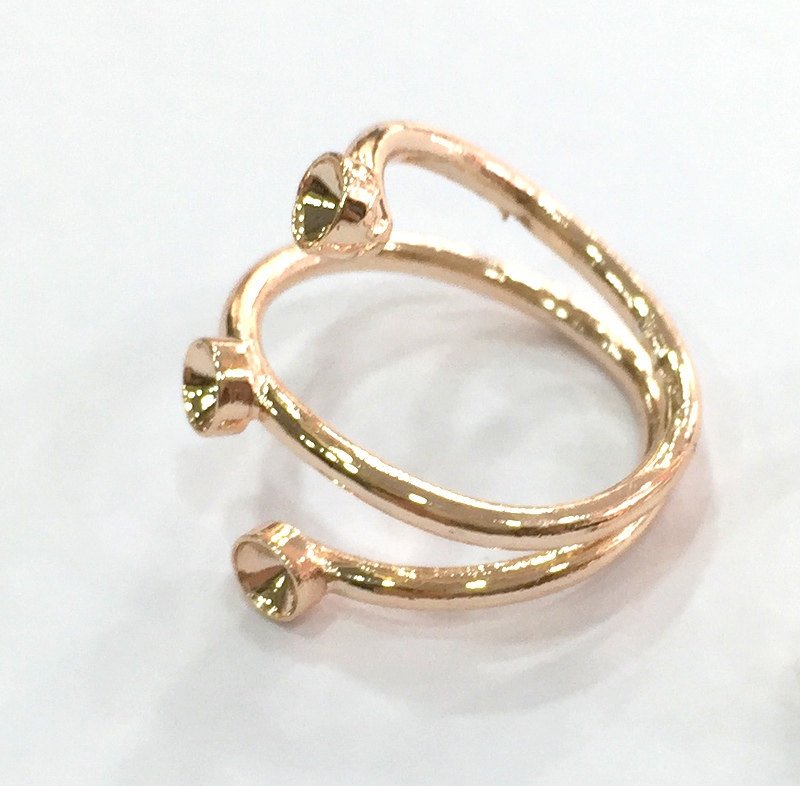 Adjustable Ring Blank, (4 mm blank) Rose Gold Plated Brass G4426
