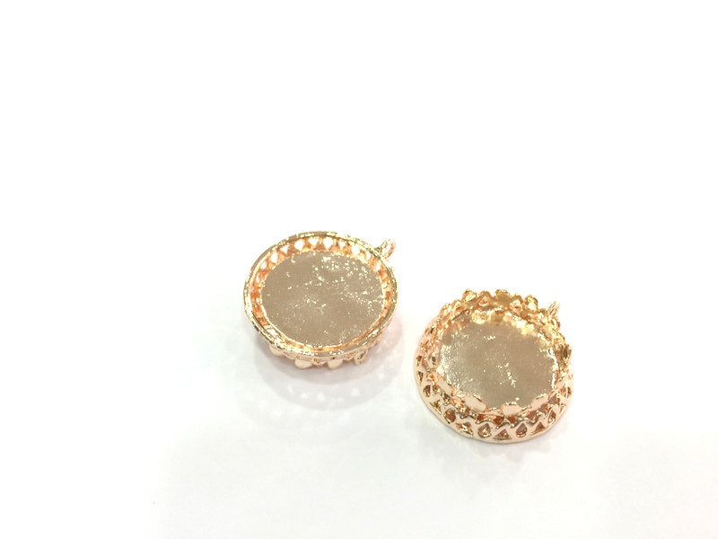 Rose Gold Pendant Blank Base Setting Necklace Blank Mountings Rose Gold Plated Brass     (20 mm blank) G4429