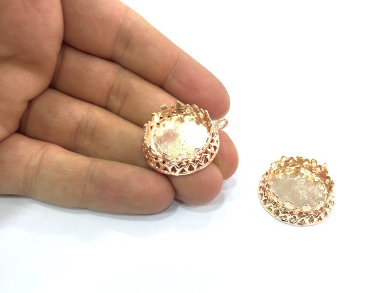 Rose Gold Pendant Blank Base Setting Necklace Blank Mountings Rose Gold Plated Brass     (20 mm blank) G4429
