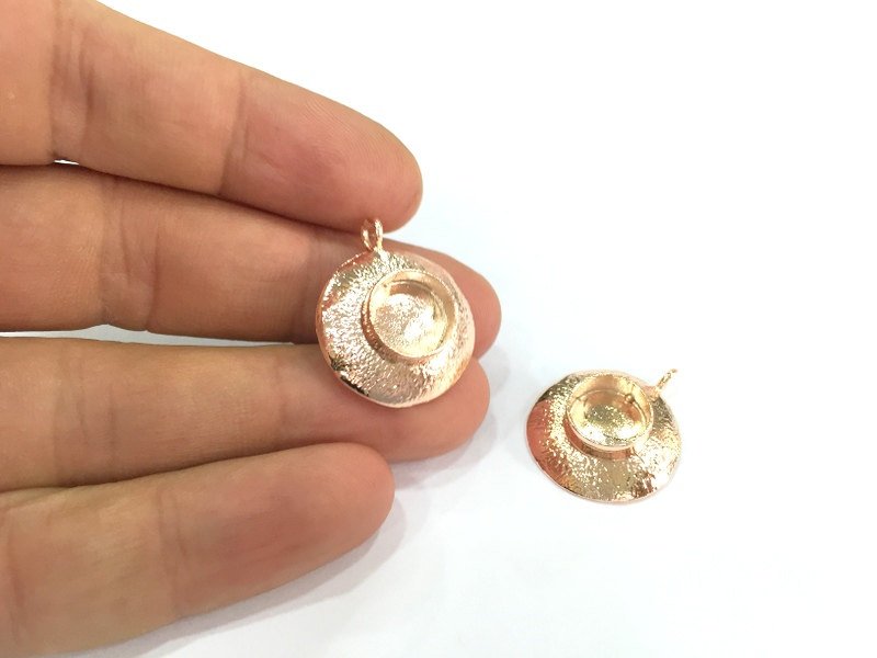 Rose Gold Plated Brass  Blanks , Mountings   (10 mm blank) G4431