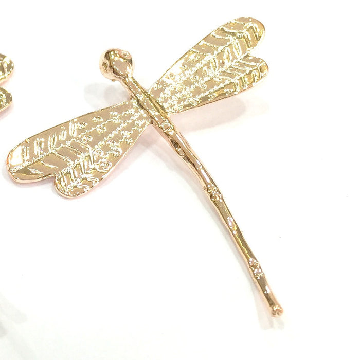 Rose Gold Plated Brass Dragonfly  Pendant 46x45mm G4439