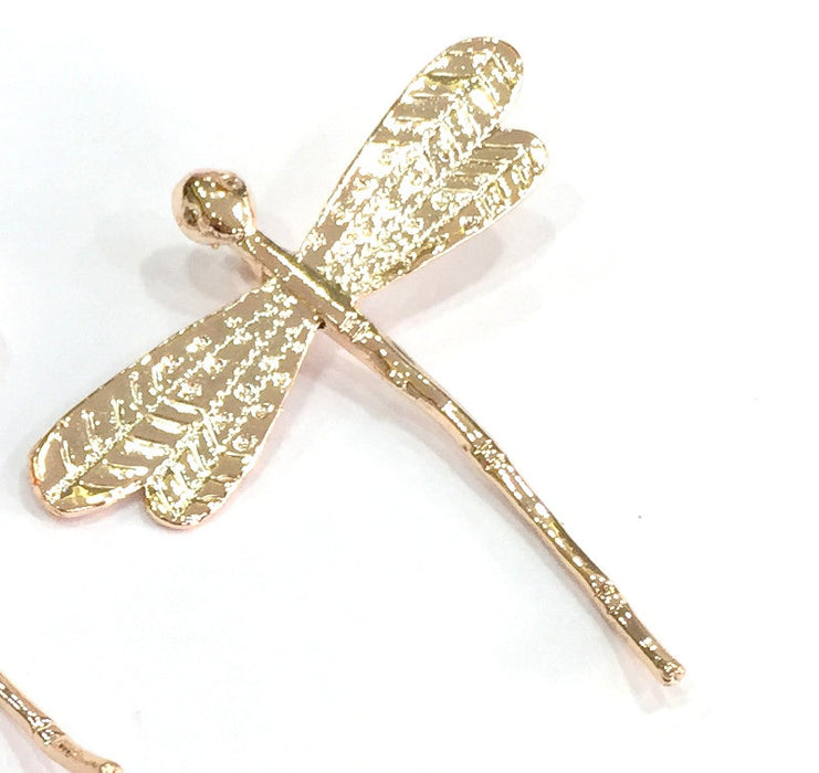 Rose Gold Plated Brass Dragonfly  Pendant 46x45mm G4439