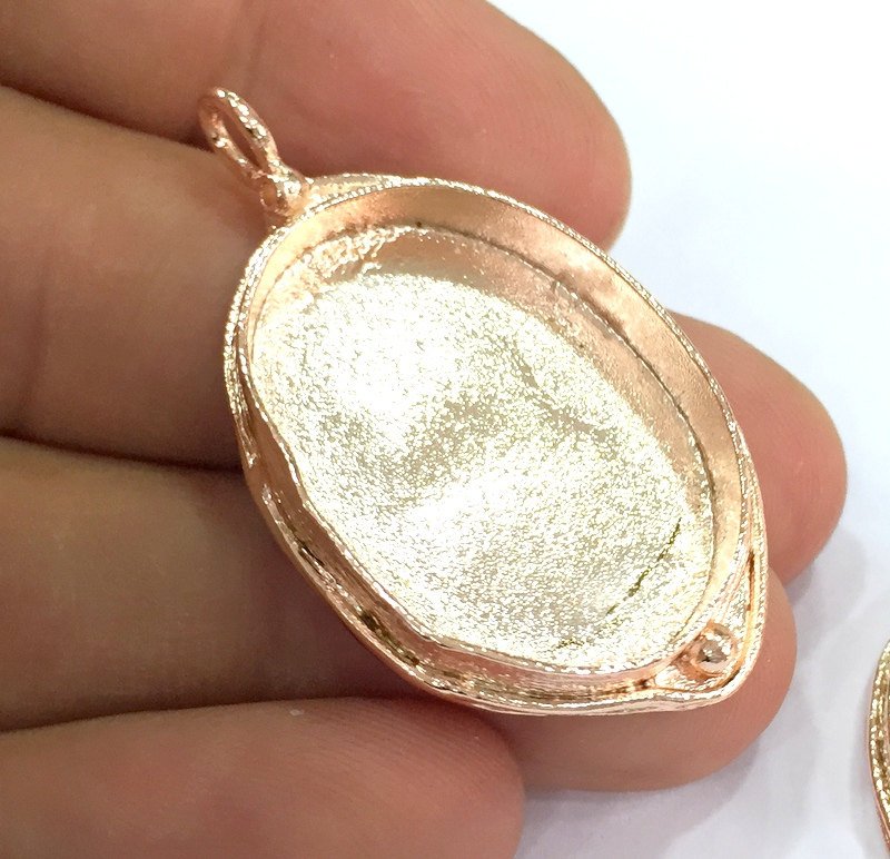 Rose Gold Plated Brass  Blanks , Mountings   (30x22 mm blank) G4441