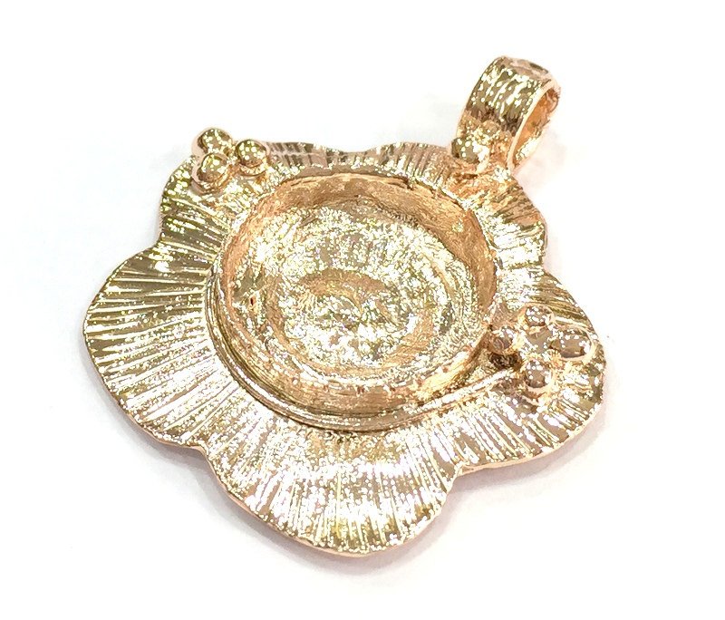 Rose Gold Plated Brass  Blanks , Mountings   (16 mm blank) G4447