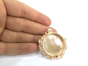 Rose Gold Pendant Blank Base Setting Necklace Blank Mountings  Rose Gold Plated Brass    (30 mm blank) G4450