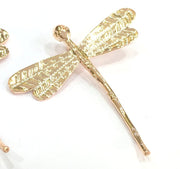 Rose Gold Plated Brass Dragonfly  Pendant 46x45mm G4439