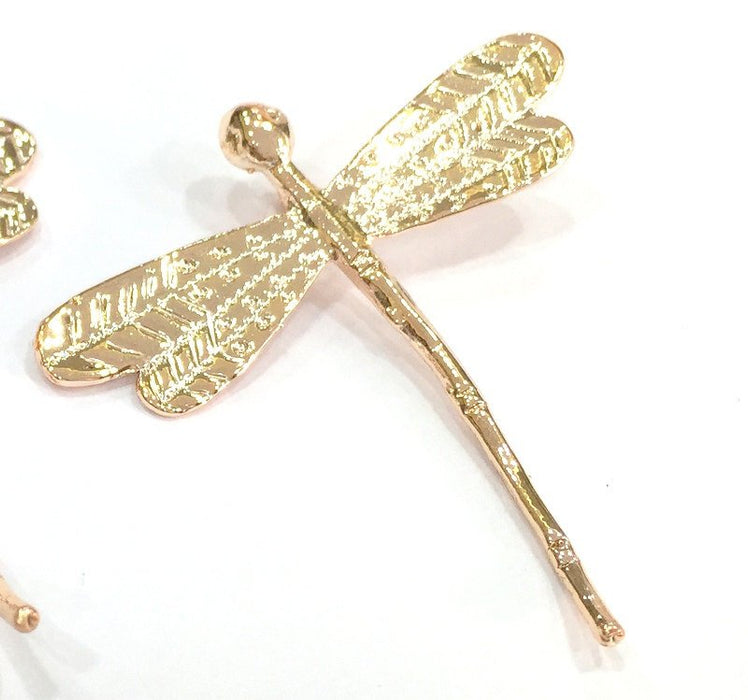 Rose Gold Plated Brass Dragonfly  Pendant 46x45mm G4439