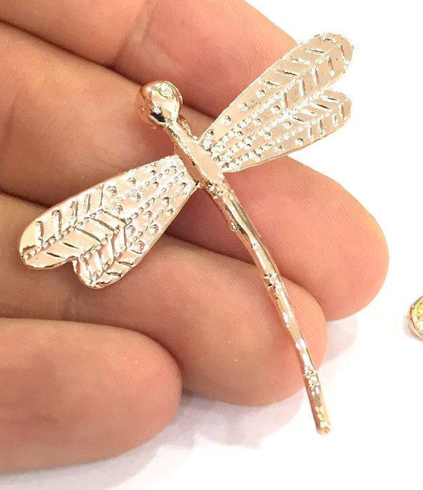 Rose Gold Plated Brass Dragonfly  Pendant 46x45mm G4439