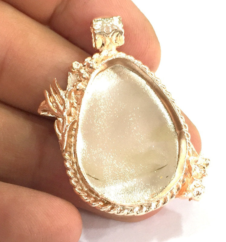 Rose Gold Plated Brass  Blanks , Mountings   (30x22 mm blank) G4442