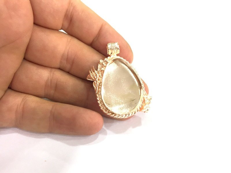 Rose Gold Plated Brass  Blanks , Mountings   (30x22 mm blank) G4442