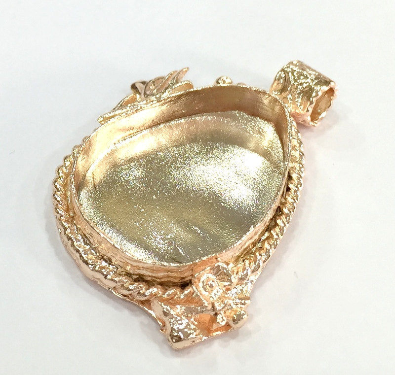 Rose Gold Plated Brass  Blanks , Mountings   (30x22 mm blank) G4442