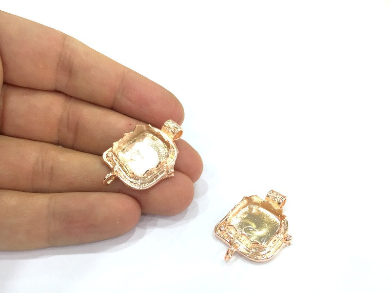 Rose Gold Plated Brass  Blanks , Mountings   (16x16 mm blank) G4444