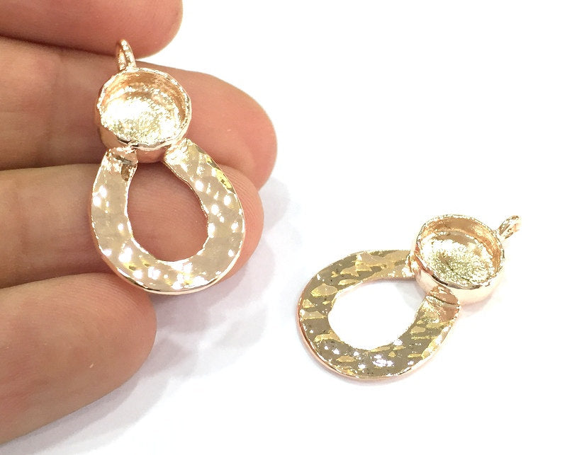 2 Rose Gold Plated Brass  Blanks , Mountings   (10 mm blank) G4449