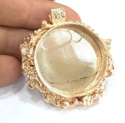 Rose Gold Pendant Blank Base Setting Necklace Blank Mountings  Rose Gold Plated Brass    (30 mm blank) G4450