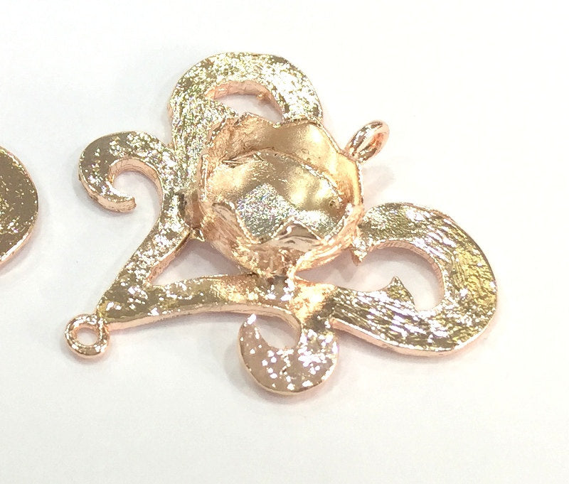 Rose Gold Pendant Blank Base Setting Necklace blank Mountings   (10 mm blank) Rose Gold Plated Brass   G4451