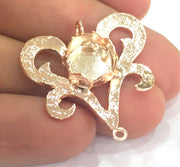 Rose Gold Pendant Blank Base Setting Necklace blank Mountings   (10 mm blank) Rose Gold Plated Brass   G4451