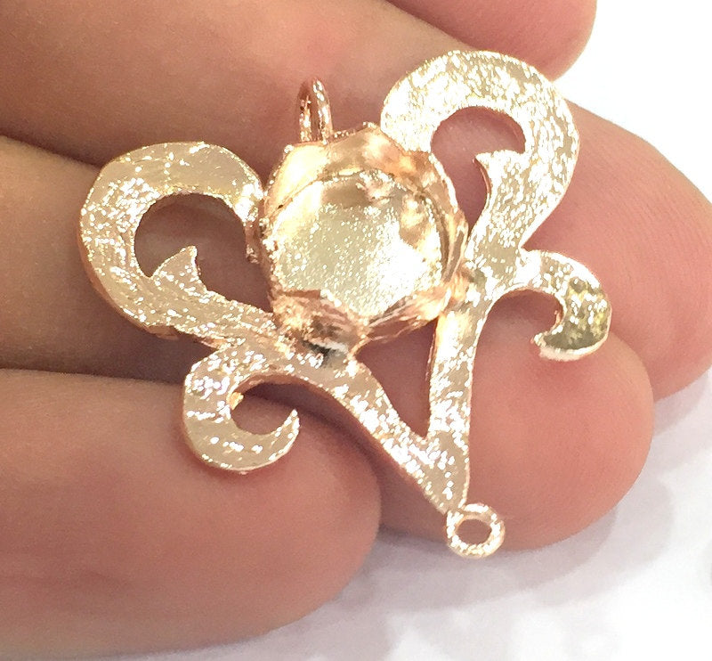 Rose Gold Pendant Blank Base Setting Necklace blank Mountings   (10 mm blank) Rose Gold Plated Brass   G4451