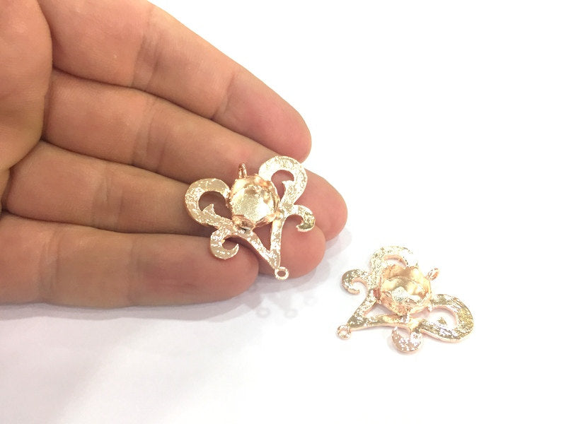 Rose Gold Pendant Blank Base Setting Necklace blank Mountings   (10 mm blank) Rose Gold Plated Brass   G4451