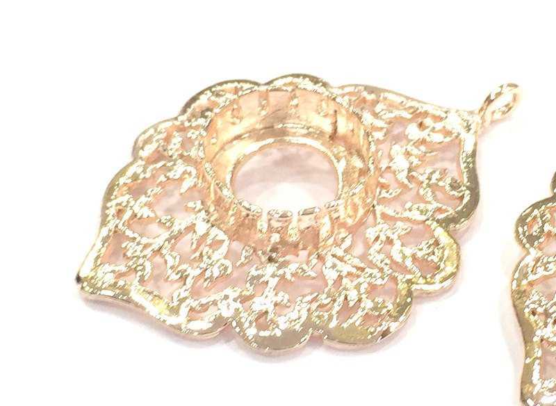 Rose Gold Plated Brass  Blanks , Mountings   (14 mm blank) G4457