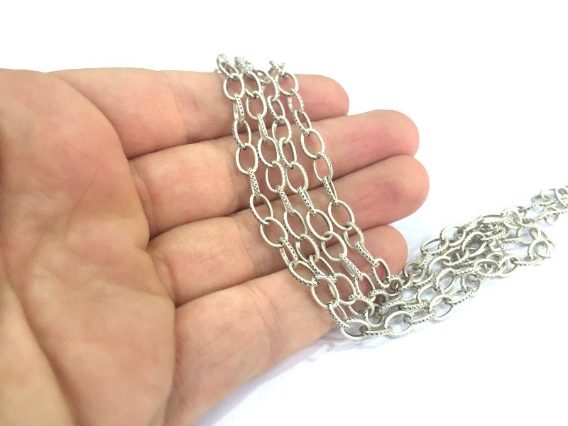 Silver Chain Antique Silver Plated Chain 1 Meter - 3.3 Feet  (9x6 mm) G18477