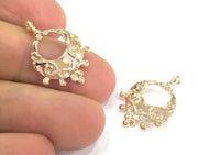 2 Rose Gold Charms Brass Findings  (26x16 mm)  G4452