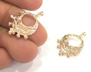 2 Rose Gold Charms Brass Findings  (26x16 mm)  G4452