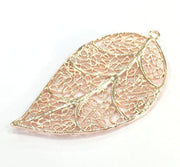 Rose Gold Plated Brass Leaf Pendant 52x32mm G4455