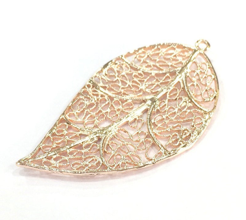 Rose Gold Plated Brass Leaf Pendant 52x32mm G4455