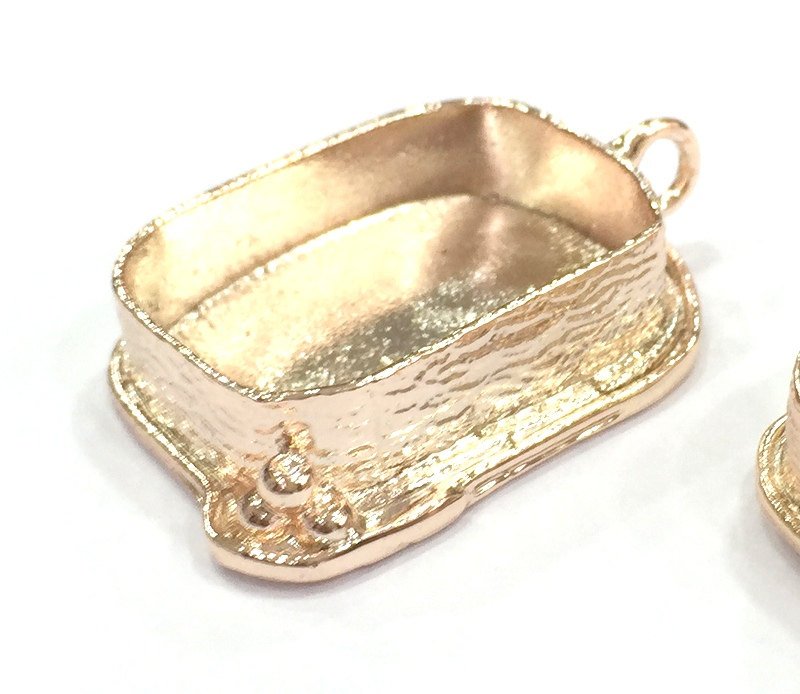 Rose Gold Pendant Blank Base Setting NecklaceBlank Mountings   (25x18 mm blank) G4456
