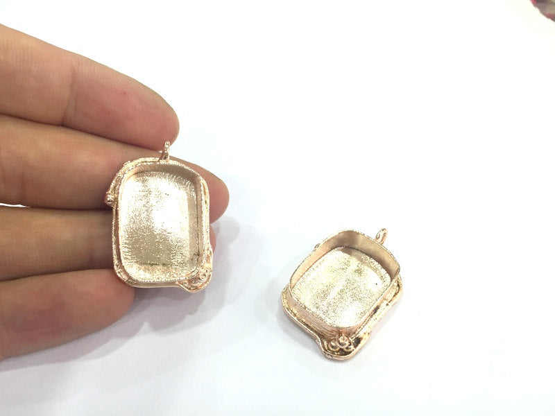 Rose Gold Pendant Blank Base Setting NecklaceBlank Mountings   (25x18 mm blank) G4456