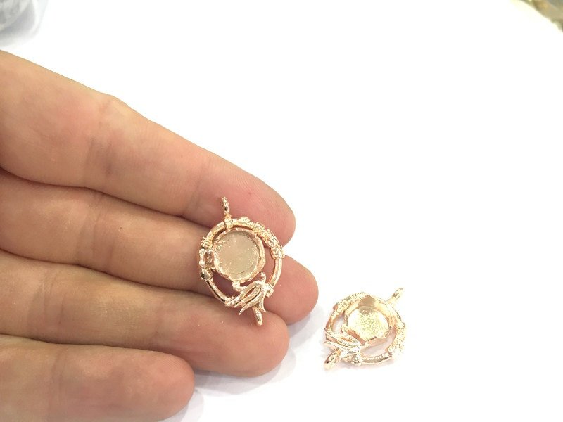 Rose Gold Pendant Blank Base Setting Necklace Blank Mountings Rose Gold Plated Brass   (10 mm blank) G4459