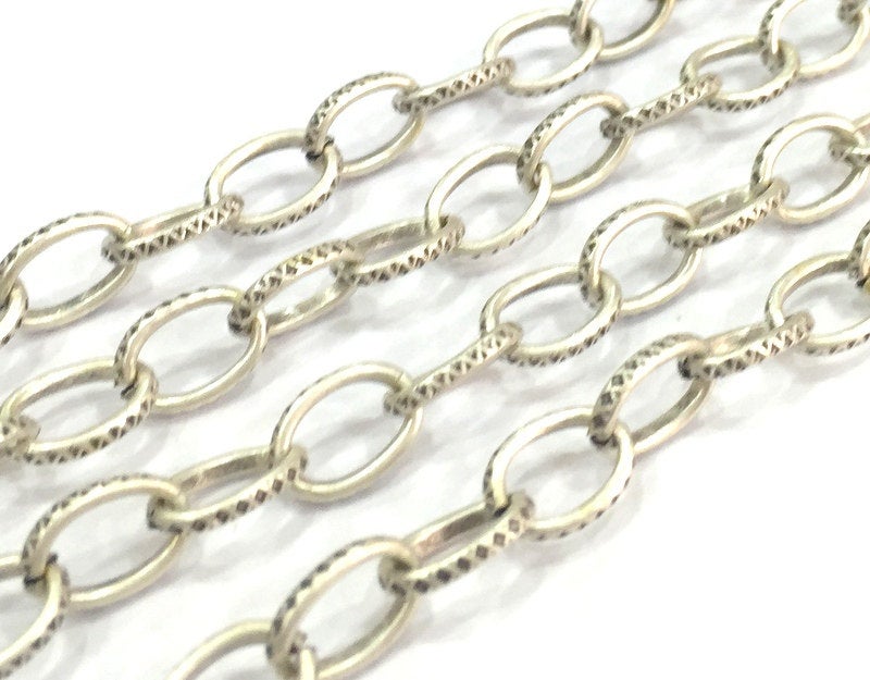 Silver Chain Antique Silver Plated Chain 1 Meter - 3.3 Feet  (9x6 mm) G18477