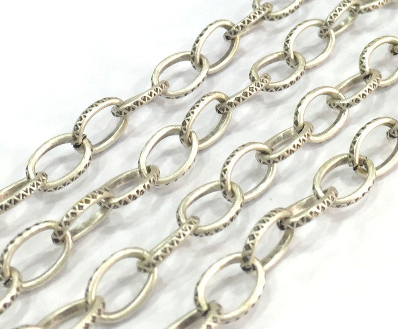 Silver Chain Antique Silver Plated Chain 1 Meter - 3.3 Feet  (9x6 mm) G18477