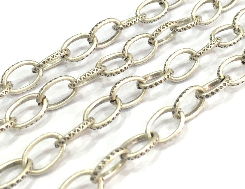 Silver Chain Antique Silver Plated Chain 1 Meter - 3.3 Feet  (9x6 mm) G18477