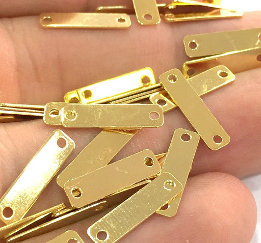 20 Pcs  Gold Plated Brass Rectangle  Charms (15x4mm)  G4475