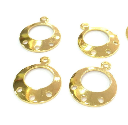 4 Gold Plated Charms Gold Plated Brass Charms (13mm)  G4468
