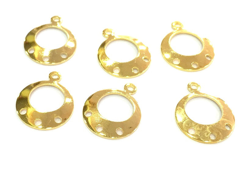 4 Gold Plated Charms Gold Plated Brass Charms (13mm)  G4468