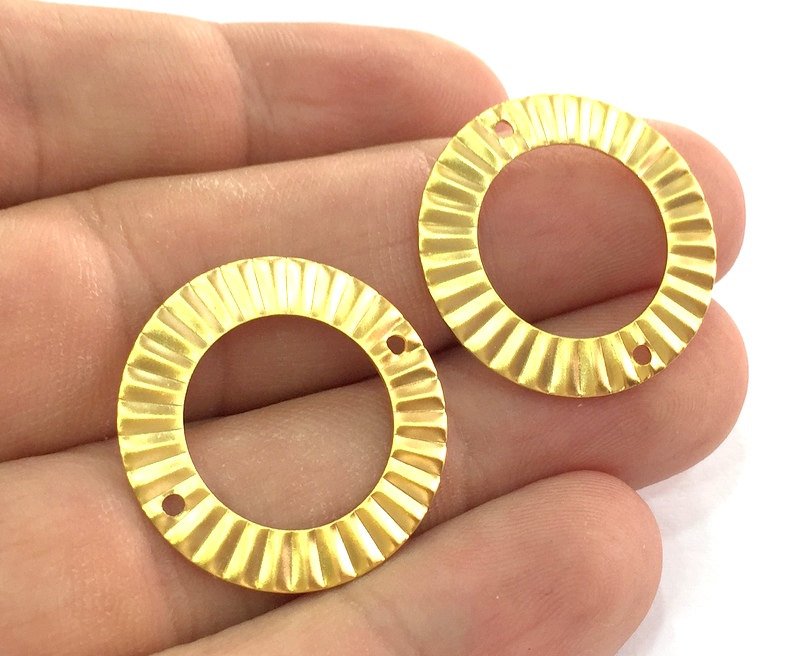 4 Pcs  Gold Plated Brass Circle  Charms (25mm)  G4483