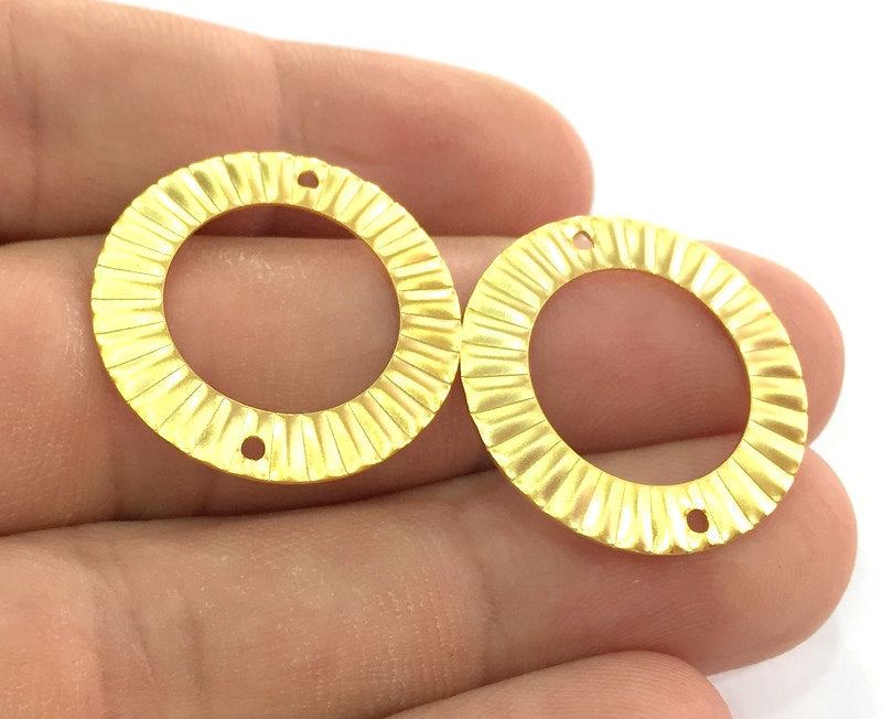 4 Pcs  Gold Plated Brass Circle  Charms (25mm)  G4483