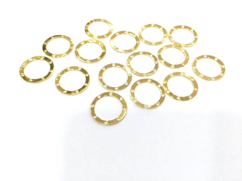 10  Gold Plated Brass Circle Charms (17mm)  G4488