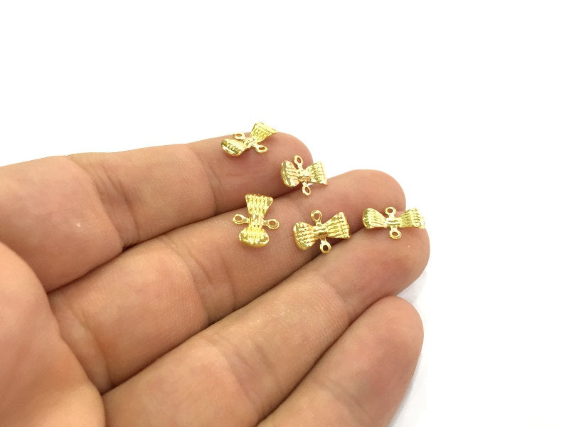 10 Gold Plated Brass Bow Charms (13x10mm)  G4490