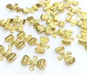 10 Gold Plated Brass Bow Charms (13x10mm)  G4490